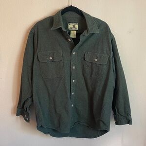 Field & Stream Green Button Down Shirt L